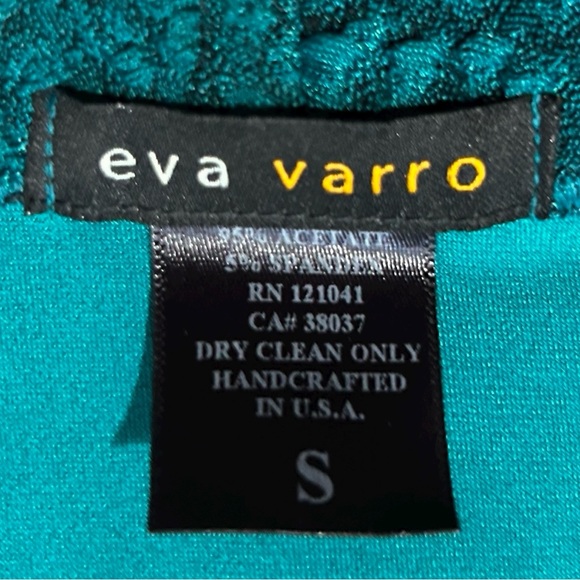 EVA VARRO Barcelona Jacket Small Teal Textured Zip Front Handcrafted USA - Picture 5 of 6